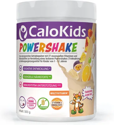 Produktbild von Trinknahrung für Kinder & Jugendliche | Powershake Nahrungsergänzung für Kinder 27 Vitamine & Protein zur Unterstützung von Wachstum 500g Multivitamin