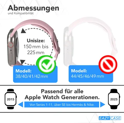 Produktbild von EAZY CASE Apple Watch Armband Silicon 38mm/40mm/41mm verstellbares Ersatzarmband, iWatch Serie, Sportarmband in Gold