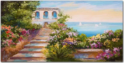 Produktbild von Coloray Bild aus Glas 140x70 gehärtetes Glas glasblock mit bild Küche wohnzimmer wanddekoration Dekoration - Blumen Meer Himmel