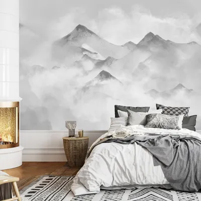 Produktbild von Vlies Fototapete Landschaft 400x280 cm Tapeten Wandtapete XXL Nebel Himmel Berge wie gemalt c-A-10012-a-c