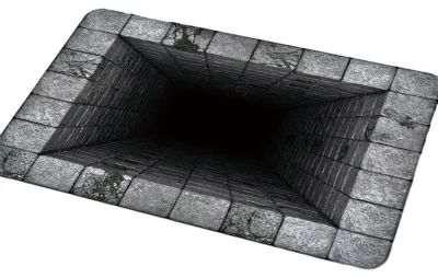 Produktbild von 3D-Optische-Täuschung-Fußmatte, rutschfest, realistischer 3D-Teppich für Wohnzimmer, Schlafzimmer, Badezimmer, Flur, pflegeleichter Dekoteppich E