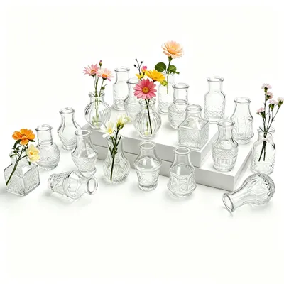 Productafbeelding van Elzusha - Set van 20 Mini Glazen Vazen voor Decoratie
