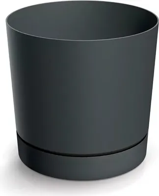 Obrázek produktu pro Plastový květináč TUBOS P s miskou tmavě šedý matný 19,9 cm
