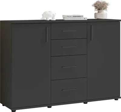 Produktbild von Sideboard >BC 1040< 2 Türen, 4 Schübe, anthrazit - 120x83x35cm (BxHxT)