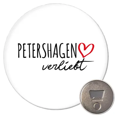 Produktbild von Huuraa Magnet Petershagen verliebt 59mm Kühlschrankmagnet rund Flaschenöffner Geschenkidee