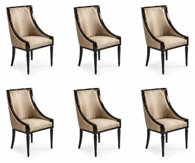 Obrázek produktu pro Sada šesti židlí. Elegantní design. Béžová látka. Dřevo. Černá barva. provedení