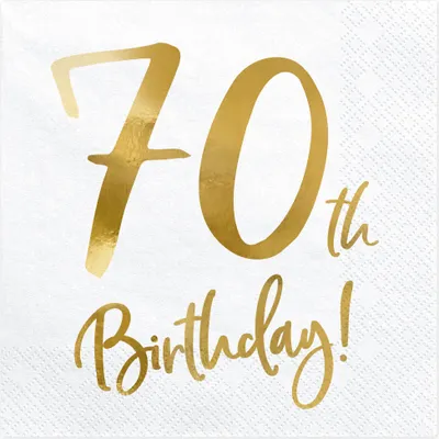 Produktbild von Servietten mit Jahreszahl zum Geburtstag, gold, 33x33cm, Alter:70