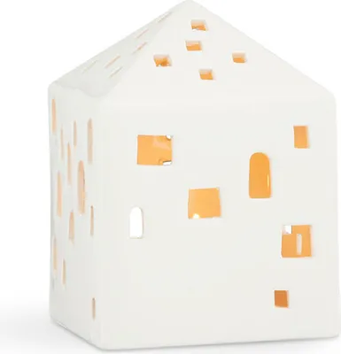 Immagine prodotto di Kähler Urbania, lanterna da tavolo, modello Town house, altezza 12,5 cm, Vetroceramica, colore bianco