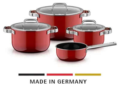 Produktbild von WMF Topf-Set, 4-teilig, Passion Red 05.1958.5290, Rot, Keine Beschichtung, Edelstahl, Glas, 5,88 kg, 295 mm