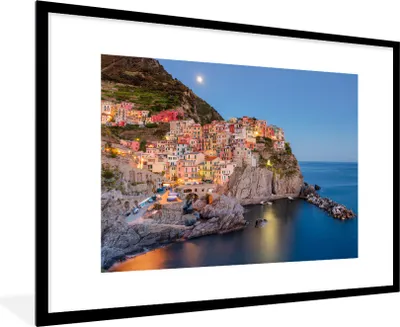 Produktbild von MuchoWow® Gerahmtes Poster Das bunte Dorf Manarola in Cinque Terre 90x60 cm - Poster mit Schwarzem Bilderrahmen Wandposter Rahmen Foto Bilder - Wanddekoration - Fotos
