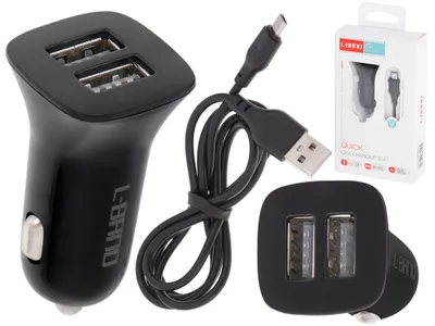 Zdjęcie produktu dla KIK KX5333 Ładowarka samochodowa 2x USB 2,10 A + micro czarna