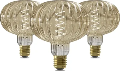Produktbild von Calex LED Lampe E27, Flex Filament, Amber, 2000K Warmweißes Licht, Dimmbar, 3er-Pack