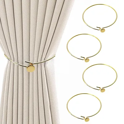 4 Goldene Gardinenhalter aus Metall, dekorativ