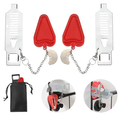 Produktbild von 3er-Pack tragbare Türschlösser, robust und langlebig, extra sicher, mit Diebstahlschutz, ideal für Reisen, Zuhause, Schlafzimmer oder Wohnung.