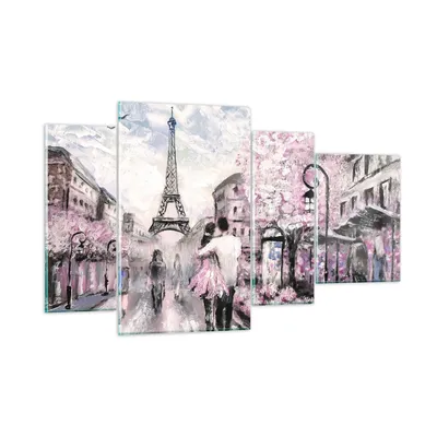 Produktbild von Bilder auf glas - Paris Weg Illustration eiffle - 120x70cm - Glasbilder - Wandbilder - Kunstdruck - zum Aufhängen bereit - Wanddekoration aus Glas - Glas Bilder - Wandbild auf Glas - GDL120x70-3149