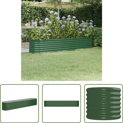 Produktbild von The Living Store Hochbeet Pulverbeschichteter Stahl 224x40x36 cm Grün