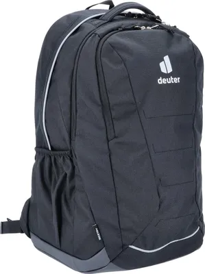 A black Deuter backpack is shown against a white background.