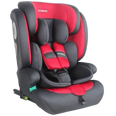 Produktbild von XOMAX Kindersitz ISOFIX Gruppe 1/2/3 (9-36 kg) | i-Size ECE R129  | Höhenverstellbar | Mitwachsend | 5-Punkt-Gurt | Abnehmbarer & Waschbarer Bezug |,Farbe:Anthrazit/Rot