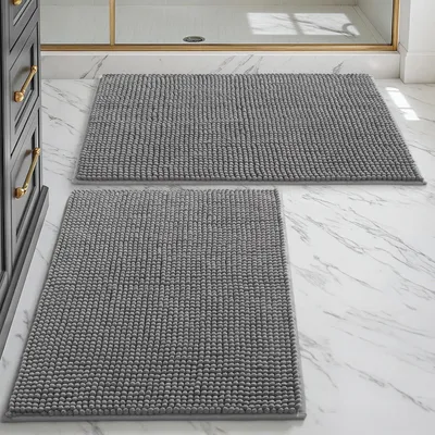Produktbild von Badezimmerteppiche Super Saugstarkes Set 2 Weiche Graue 40x60 cm