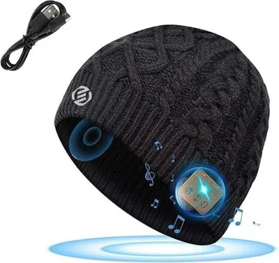 Obrázek produktu pro Bluetooth sluchátka v čepici, dobíjecí, na poslech hudby