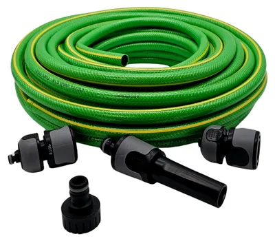 Produktbild von Gartenschlauch 1/2 Zoll 30m Mit Anschluss Set Grün Knickfester Robuster Wasserschlauch Garten Wasserstop Anschlüsse 24 Bar Druckfester Schlauch Mit Sprühdüse Für Gartenbewässerung Balkon
