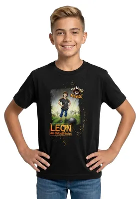 Produktbild von Spreadshirt Die Wilden Kerle Leon Teenager T-Shirt, 134/146 (9-11 Jahre), Schwarz