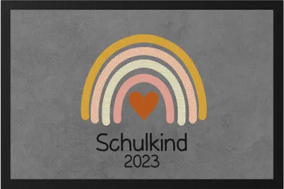 Produktbild von Schulkind 2023 Fußmatte  Einschulungsgeschenk Grundschule 1. Klasse Schulstart Herzen Motiv