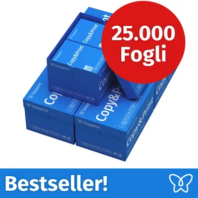 Immagine prodotto di NUOVO: Easyprint Carta per stampanti e fotocopie 25000 fogli 50 x 500 A4 Premium Bianco brillante CIE 160 Vincitrice del test Certificata PEFC