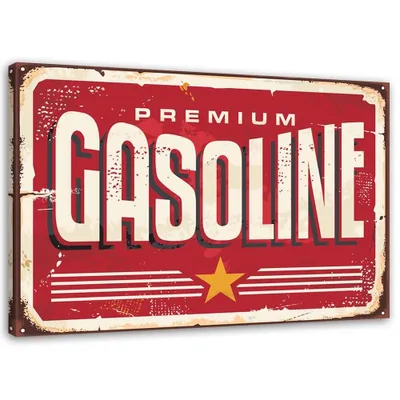 Produktbild von Leinwandbild retro-tankstelle 90x60 cm Feeby rot wandbild bereit zum aufhängen