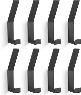 Image de Portemanteau mural moderne à 8 crochets, noir, pour vestes, manteaux, vêtements, écharpes, sacs et plus encore