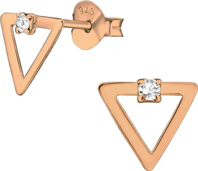 Produktbild von 925 Sterling Silber Ohrstecker rosévergoldet Dreieck mit Kristall