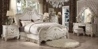 Produktbild von Klassisches Schlafzimmer Set Bett Nachttisch Schminktisch Spiegel Hocker 6tlg