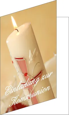Produktbild von 25 Stück Einladungskarten zur Kommunion Einladungen Karte Kerze Tauben Format 10,5x14,8cm