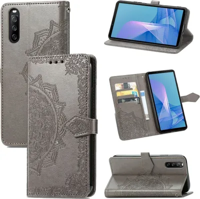 Zdjęcie produktu dla Pokrowiec König Design kompatybilny z Sony Xperia 10 III etui na telefon ze skóry syntetycznej - Etui na telefon komórkowy szare