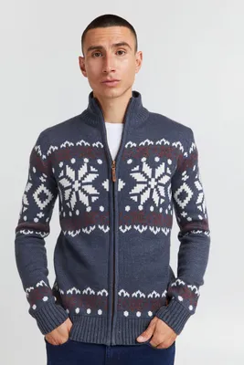 Produktbild von !Solid SDNoran Herren Strickjacke Cardigan Grobstrick mit Stehkragen und Reißverschluss Norweger Muster