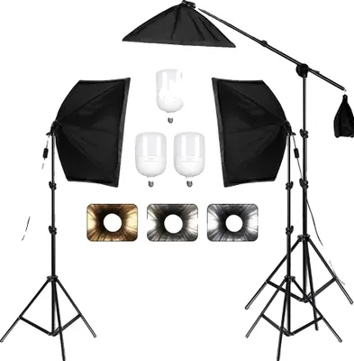 Obrázek produktu pro Sada osvětlení softbox, softboxy 50 x 70 cm, 3 kusy dvoubarevných žárovek
