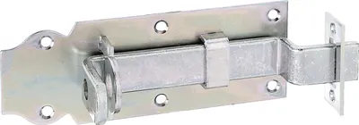 Produktbild von ALBERTS Schlossriegel, mit flachem Griff, gekröpft, mit Schließblech, disp., Platte LxB140x52mm