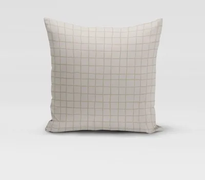 Produktbild von SCHÖNER LEBEN. Kissenhülle Karo Gitter wollweiß beige div. Größen Größe 80x80cm (HxB) 80x80cm (HxB) Größe