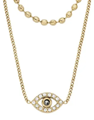 Produktbild von Fossil Halskette-Anhänger Damen Sutton Evil Eye Edelstahl Gold-Ton JF04792710