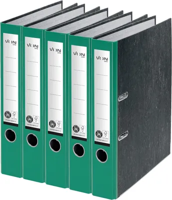 Produktbild von VON Leitz 5er Pack Ordner A4, 100 % Recyclingkarton, 50 mm Rückenbreite, Für 350