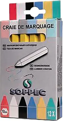 Obrázok produktu pre Značkovacia krieda žltá nepapierovaná 12 ks/balenie SOPPEC