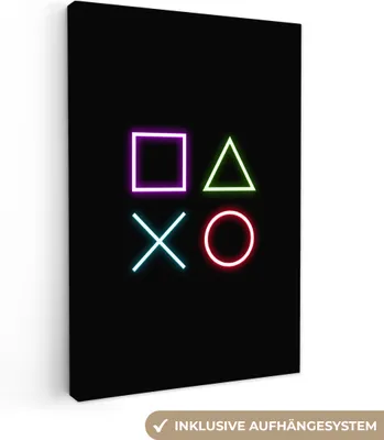 Produktbild von MuchoWow® - Leinwandbilder - Gaming - Neon - Konsole - Schwarz - Controller - Gaming, Wandbild, Wanddeko Bilder Wohnzimmer, 20x30 cm