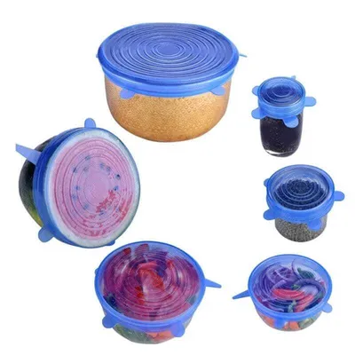 Produktbild von Multifunktionale Universal-Silikondeckel im 6er-Set – Flexibel, Wiederverwendbar & BPA-frei, Passend für Verschiedene Gefäßgrößen, Ideal für Küche und Haushalt