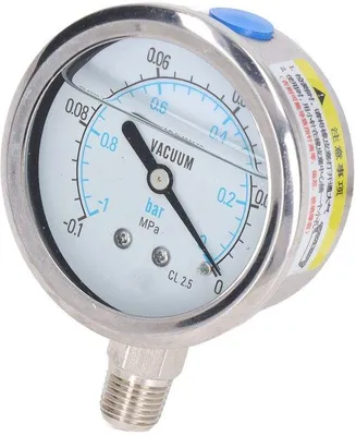 Image de Manomètre - Manomètre à vide - Double échelle - Acier inoxydable - Raccordement 1/4 pouce NPT