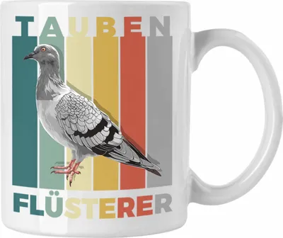 Produktbild von Trendation - Taubenzüchter Geschenk Zaubenzucht Zubehör Tauben Tasse Lustiger Spruch Taubenflüsterer Becher (Weiß)