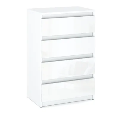 Zdjęcie produktu dla STIV Möbel | Komoda z 4 szufladami | Biały Mat / Biały Połysk | 60 cm | nowoczesna & bezuchwytowa | do salonu i sypialni
