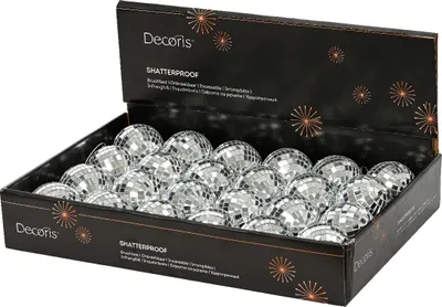 Produktbild von Weihnachtskugeln Kunststoff 6cm 24er Set Discokugel - Silber