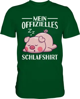 Produktbild von Offizielles Schlafshirt Nachthemd Schlafanzug Pyjama Schweinchen T-Shirt – Bottle Green / M