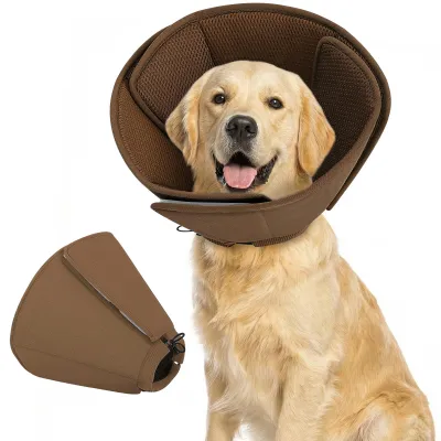 Hunde-Halskrause, weich, verstellbar, Leck-Schutz, L, Koffiebraun
