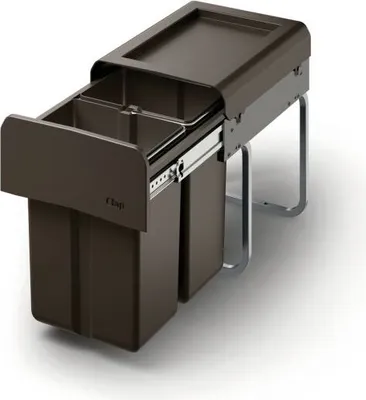 Produktbild von WESCO Abfallsorter CLAP 345 K/300-2 in Anthrazit mit 15 Liter (2x 7,5) Abfallvolumen - ab 30 cm Schrankbreite